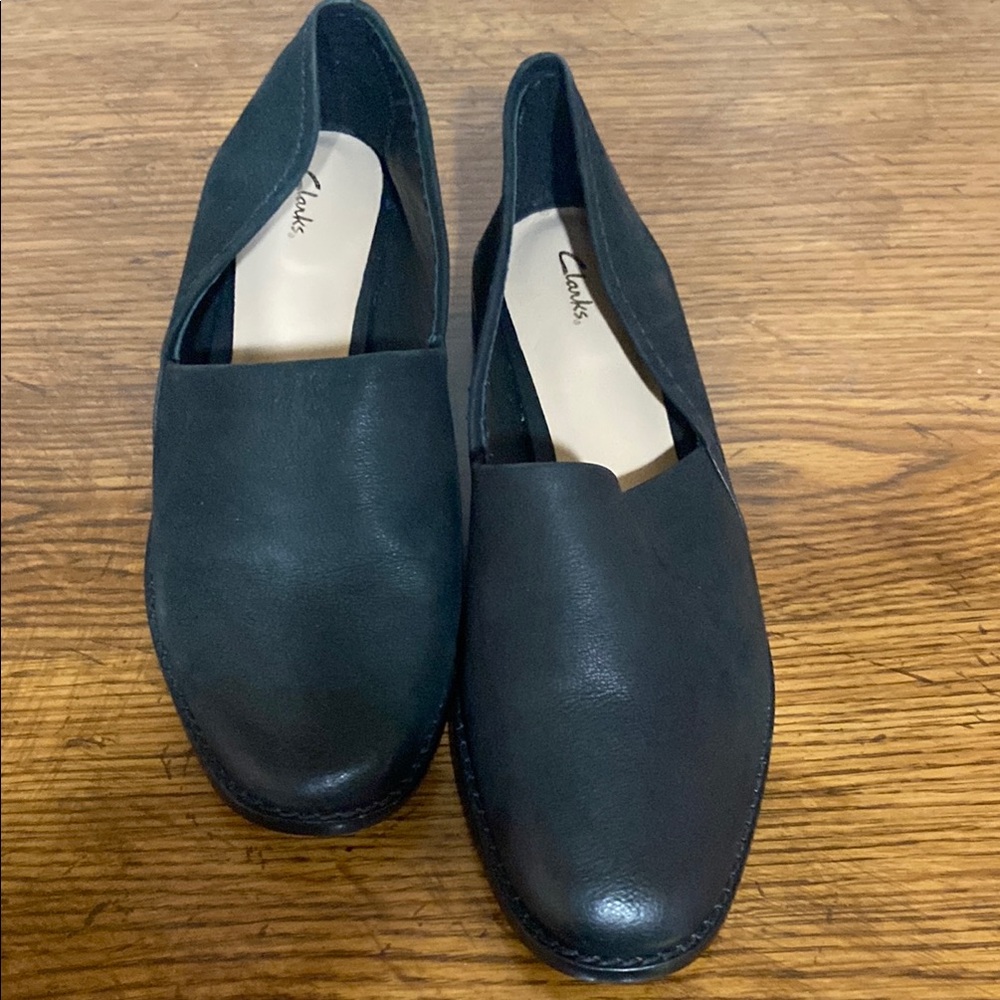 Clarks Dark Leather Slip-Ons